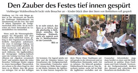 Waldweihnacht in Viehberg - Bericht in der Amberger Zeitung