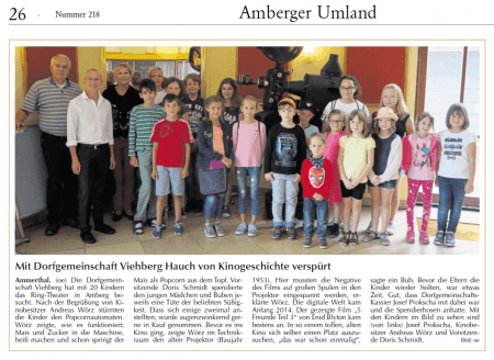 Viele Teilnehmer beim Ferienprogramm der Dorfgemeinschaft Viehberg - Bericht in der Amberger Zeitung