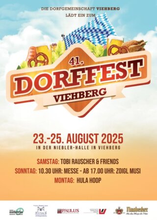 Plakat für die Einladung zum 41. Viehberger Dorffest