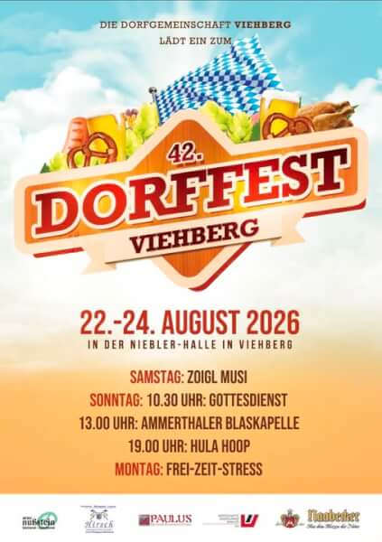Plakat für die Einladung zum 42. Viehberger Dorffest